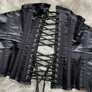 Black Steel Boned Lace Up Corset